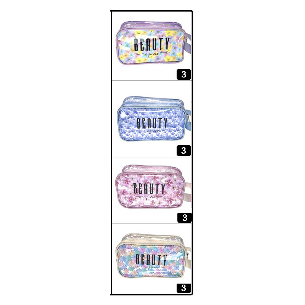 Madeline Love Assorted 12PCS - Beauty Express Message Flower Pattern Clear Cosmetic Makeup Travel Organizer Pouch Bags - Jewelry - desc