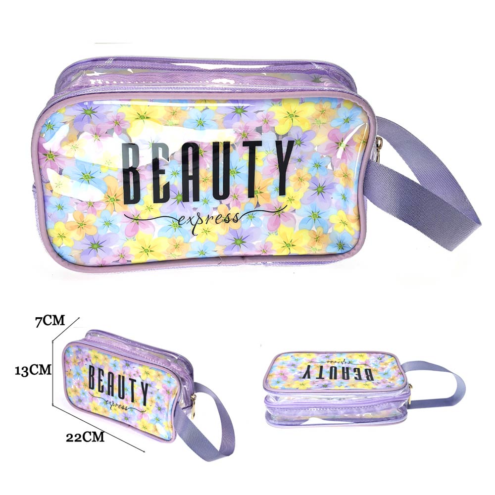 Madeline Love Assorted 12PCS - Beauty Express Message Flower Pattern Clear Cosmetic Makeup Travel Organizer Pouch Bags - Jewelry - extra