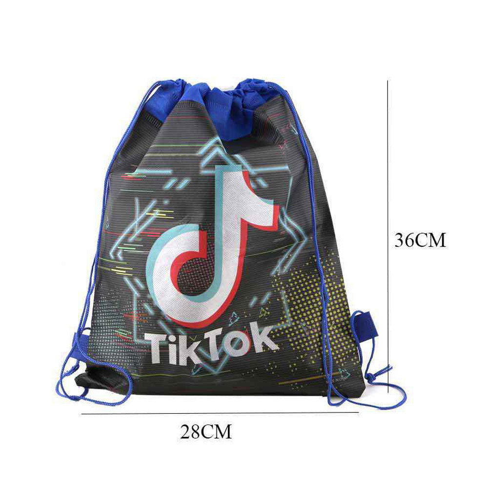 Madeline Love Assorted 12PCS - Tik Tok Logo Printed Drawstring Backpack Bags - Jewelry - desc