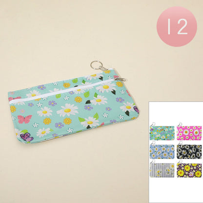 Madeline Love Assorted 12PCS - Floral Print Keychain Pencil Cases Mini Pouch Bags - Jewelry