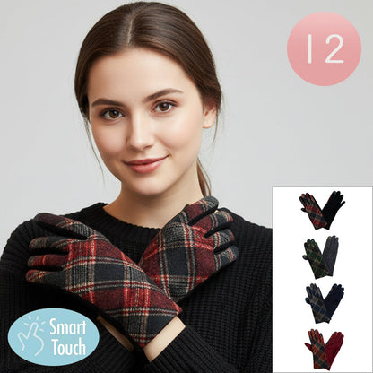 Assorted Stay stylish and connected with these plaid smart touch gloves, designed for winter warmth and touchscreen use. Featuring a cozy fit and classic plaid patterns in assorted colors, they’re perfect for daily wear, driving, or gifting.