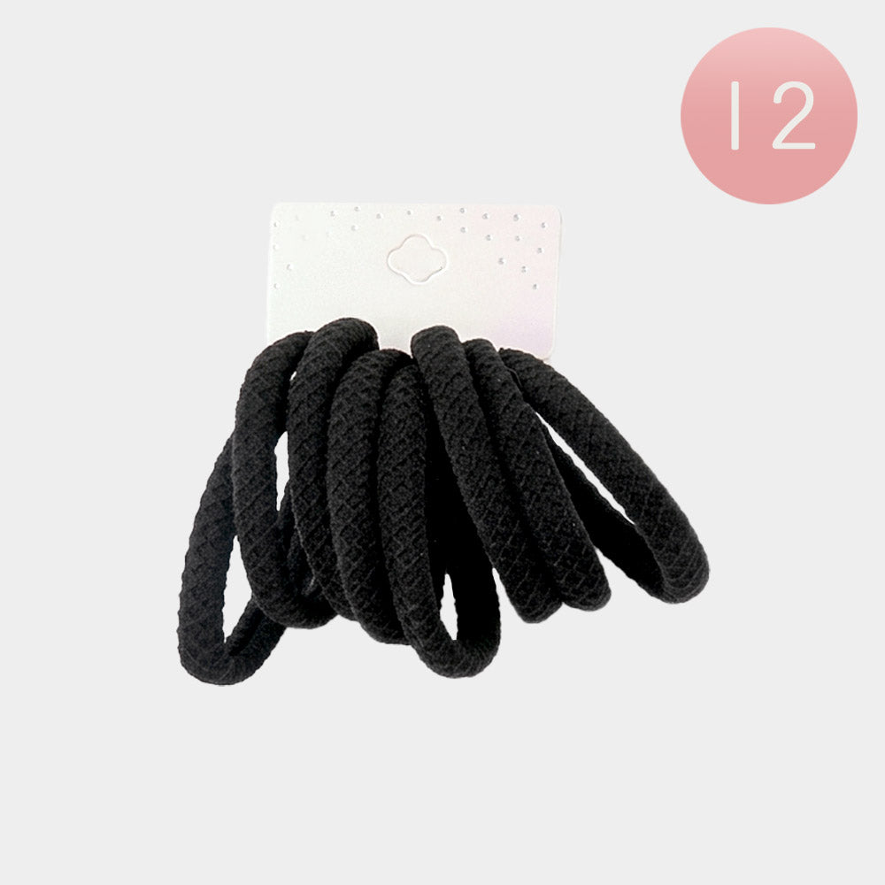 Madeline Love Black 12 SET OF 8 - Classic Elastic Hairband Set - Hair Accessories