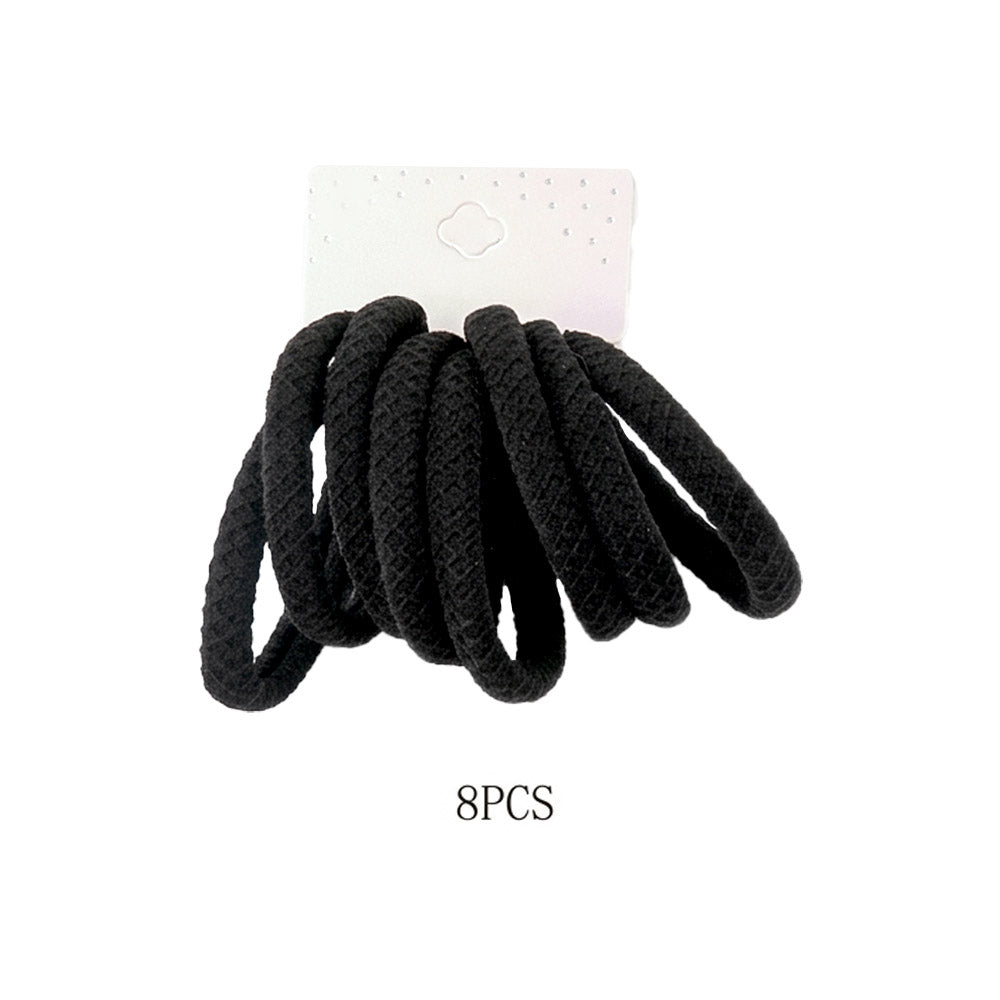 Madeline Love Black 12 SET OF 8 - Classic Elastic Hairband Set - Hair Accessories - desc
