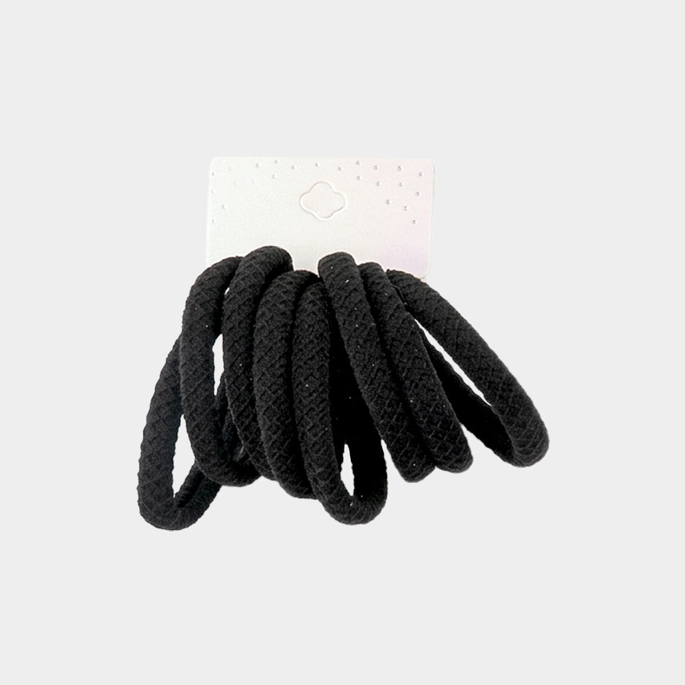 Madeline Love Black 12 SET OF 8 - Classic Elastic Hairband Set - Hair Accessories - extra