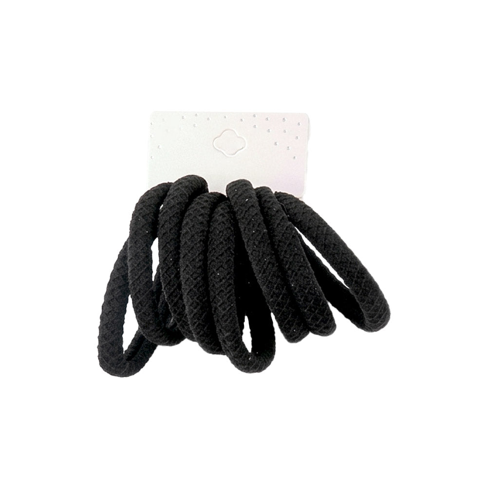 Madeline Love Black 12 SET OF 8 - Classic Elastic Hairband Set - Hair Accessories - extra