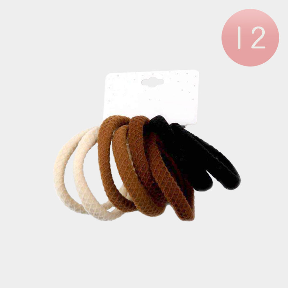 Madeline Love Brown 12 SET OF 8 - Classic Elastic Hairband Set - Hair Accessories