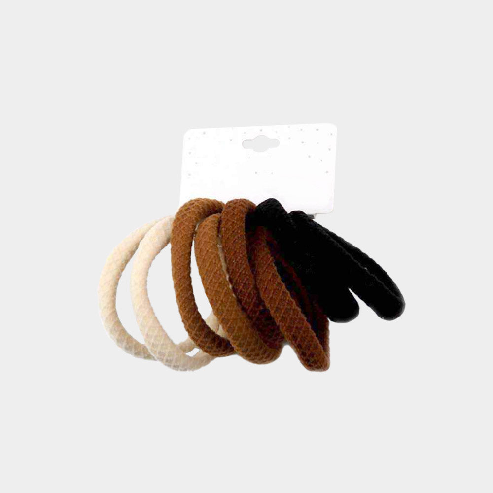 Madeline Love Brown 12 SET OF 8 - Classic Elastic Hairband Set - Hair Accessories - extra