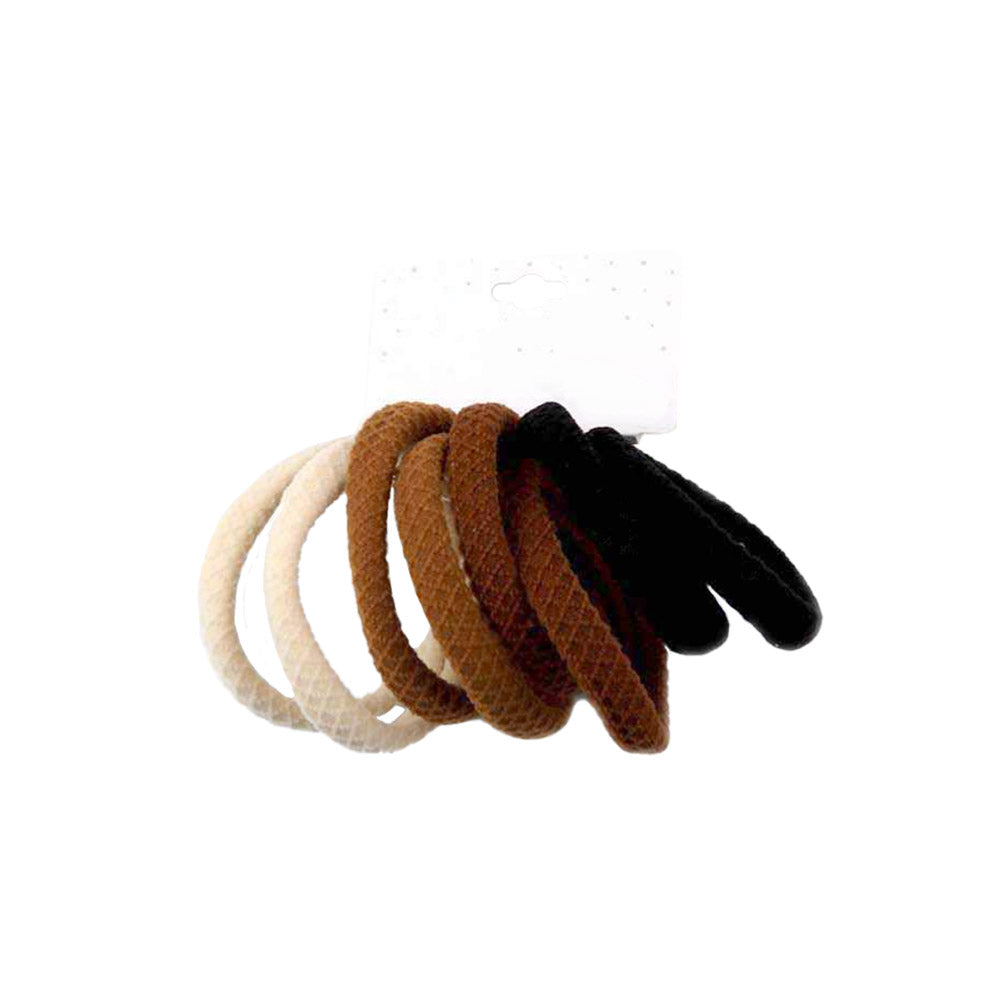 Madeline Love Brown 12 SET OF 8 - Classic Elastic Hairband Set - Hair Accessories - extra