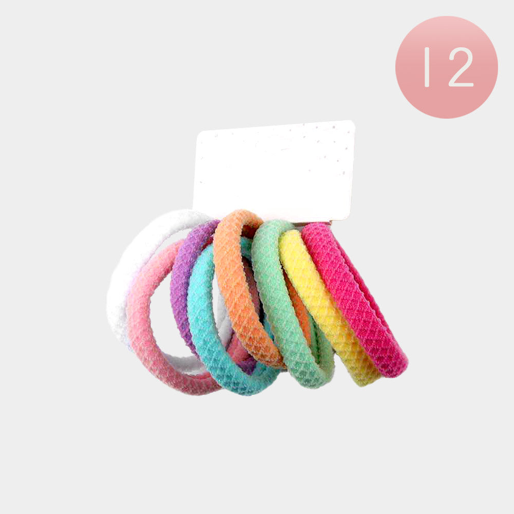 Madeline Love Assorted 12 SET OF 8 - Classic Elastic Hairband Set - Hair Accessories