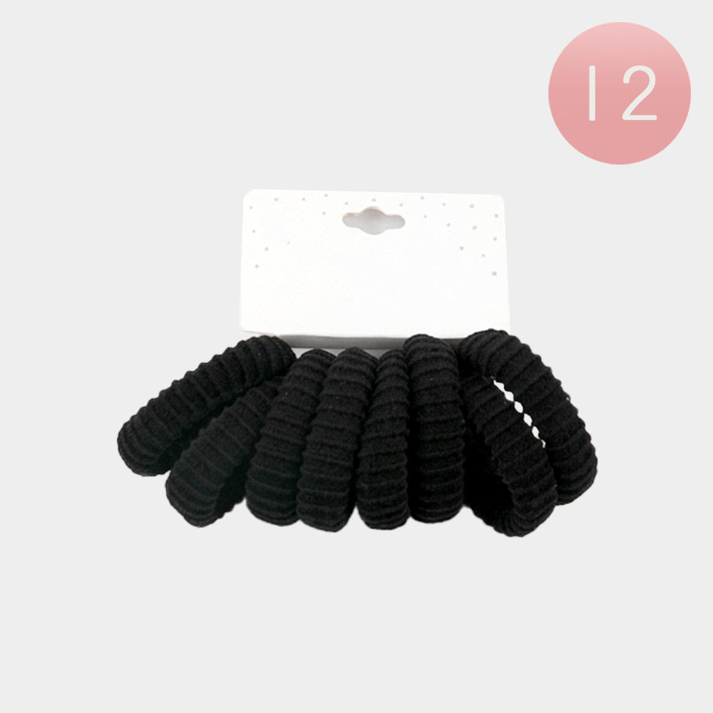 Madeline Love Black 12 SET OF 8 - Textured Elastic Hairband Set - Hair Accessories