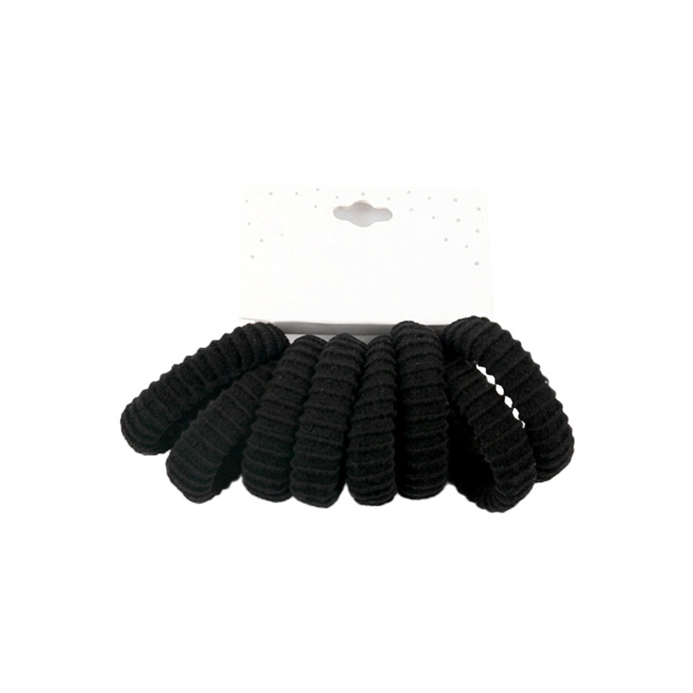 Madeline Love Black 12 SET OF 8 - Textured Elastic Hairband Set - Hair Accessories - extra