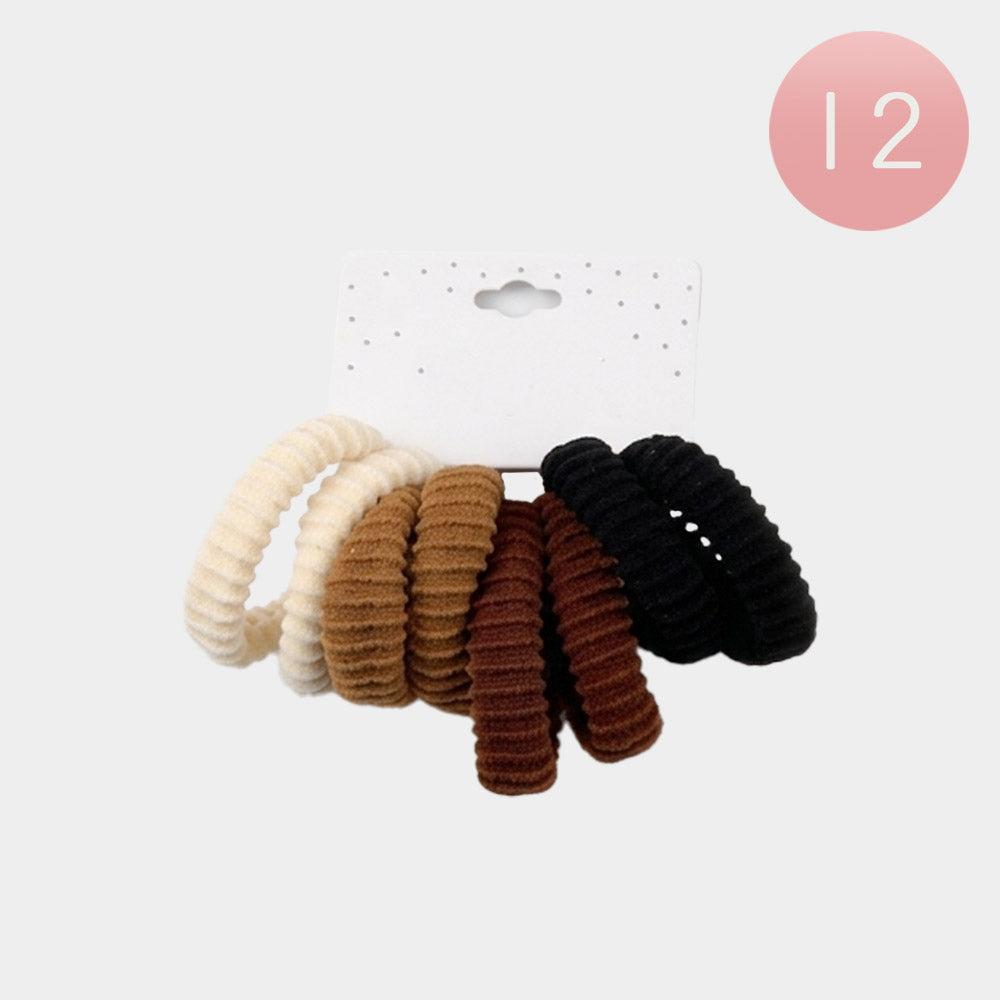 Madeline Love Brown 12 SET OF 8 - Textured Elastic Hairband Set - Hair Accessories