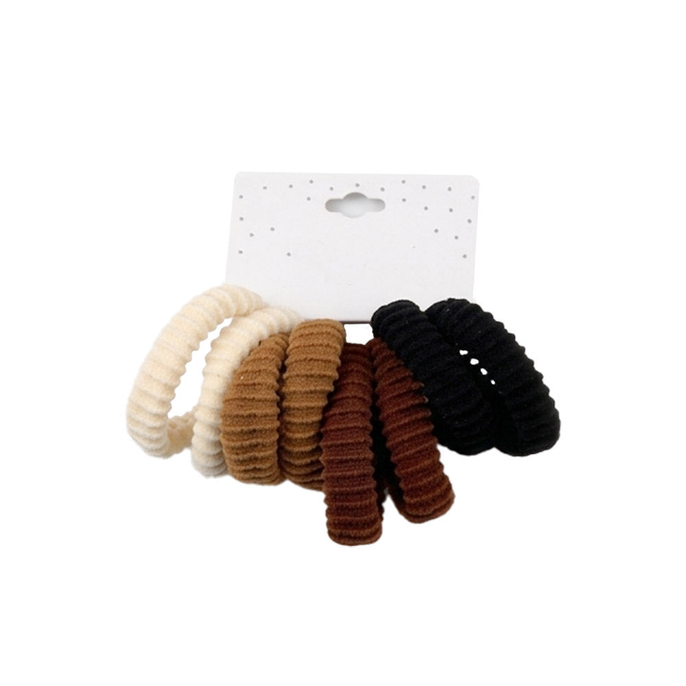 Madeline Love Brown 12 SET OF 8 - Textured Elastic Hairband Set - Hair Accessories - extra