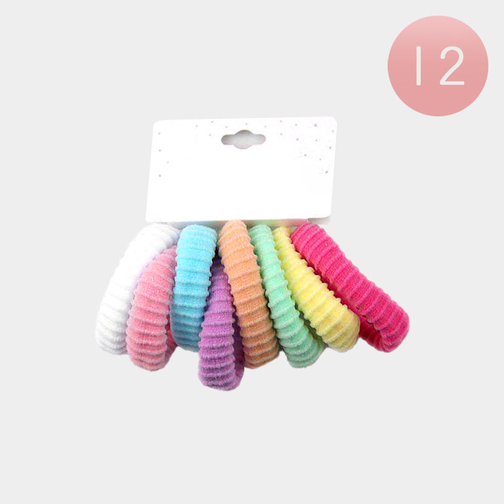 Madeline Love Assorted 12 SET OF 8 - Textured Elastic Hairband Set - Hair Accessories
