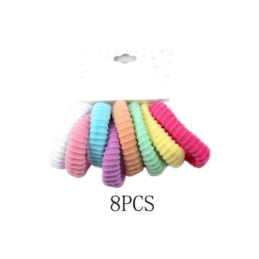 Madeline Love Assorted 12 SET OF 8 - Textured Elastic Hairband Set - Hair Accessories - desc