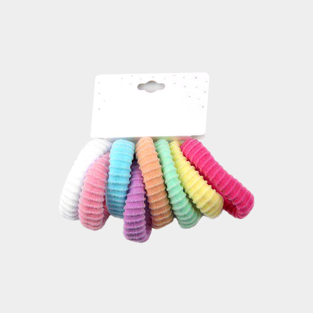 Madeline Love Assorted 12 SET OF 8 - Textured Elastic Hairband Set - Hair Accessories - extra