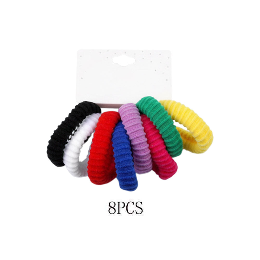 Madeline Love Multi 12 SET OF 8 - Textured Elastic Hairband Set - Hair Accessories - desc