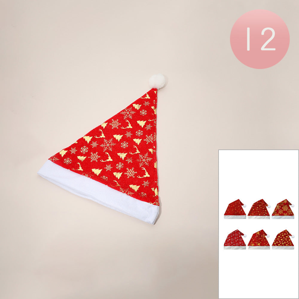 Red 12PCS - Christmas Santa Hat Set