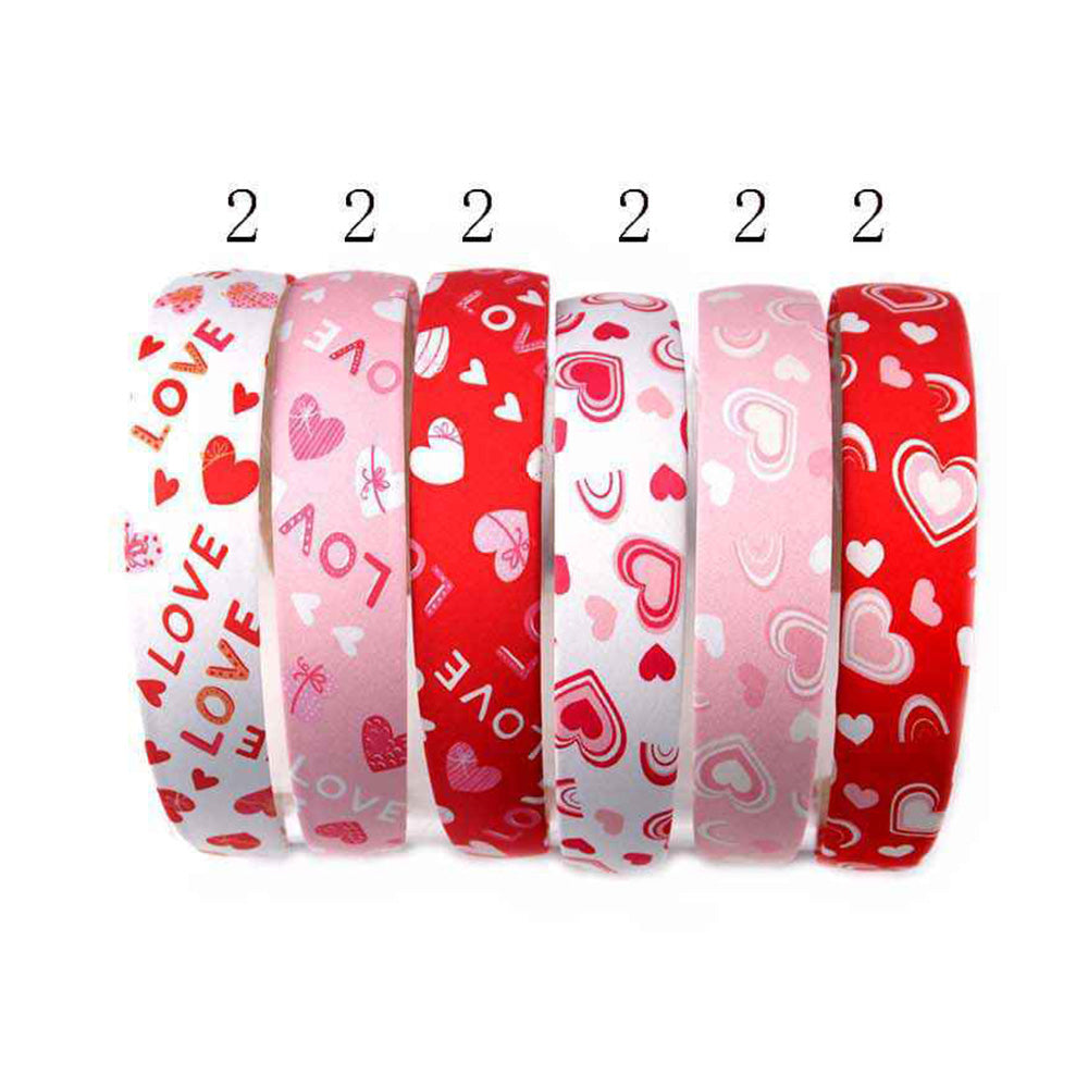 12PCS - Heart Love Printed Headbands