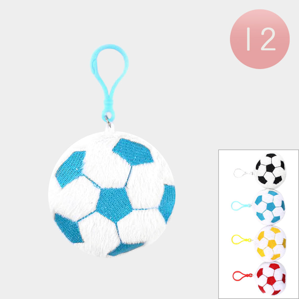 Madeline Love Assorted 12PCS - Soft Plush Soccer Ball Keychains - Bags & Wallets