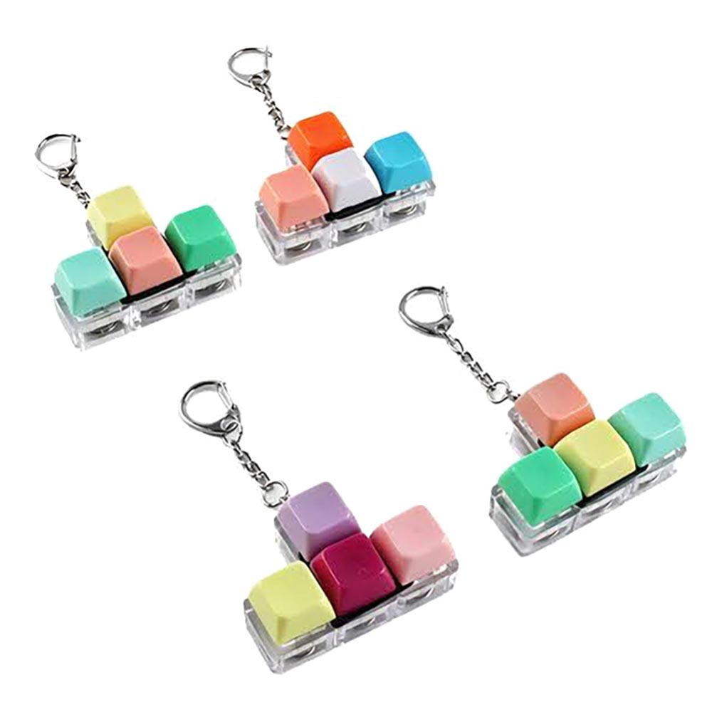 Madeline Love Light Up LED Four Key Mechanical Keyboard Switch Fidget Clicker Keychain Bag Charms