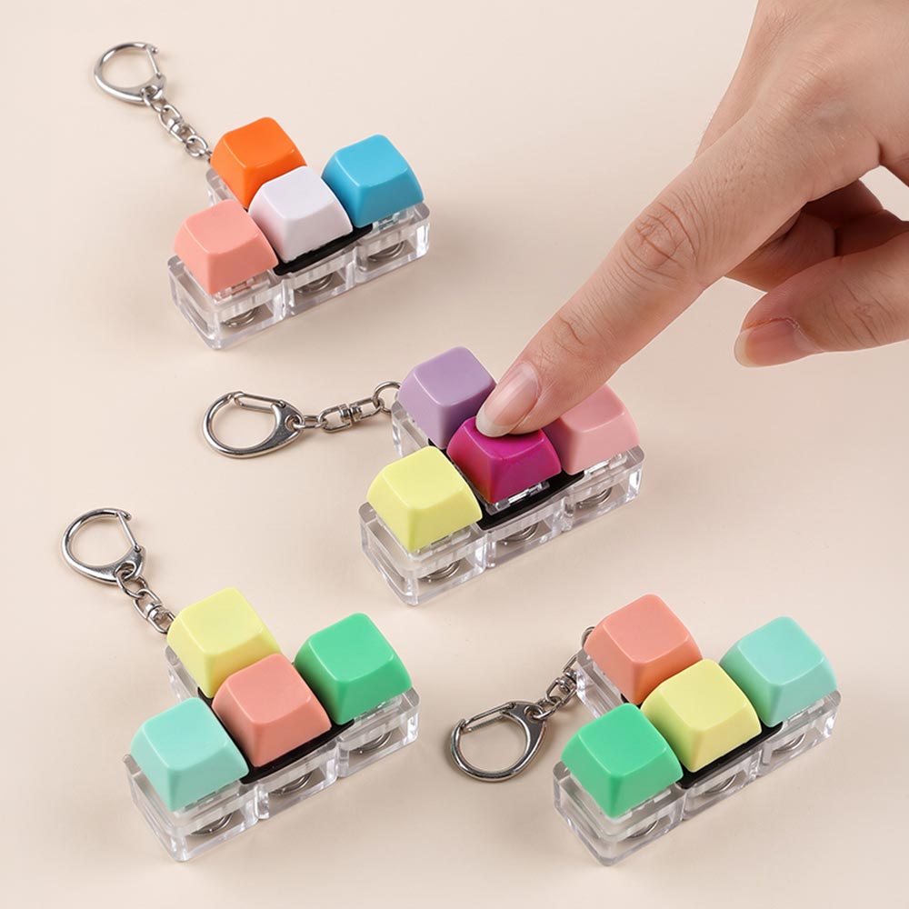 Madeline Love Light Up LED Four Key Mechanical Keyboard Switch Fidget Clicker Keychain Bag Charms