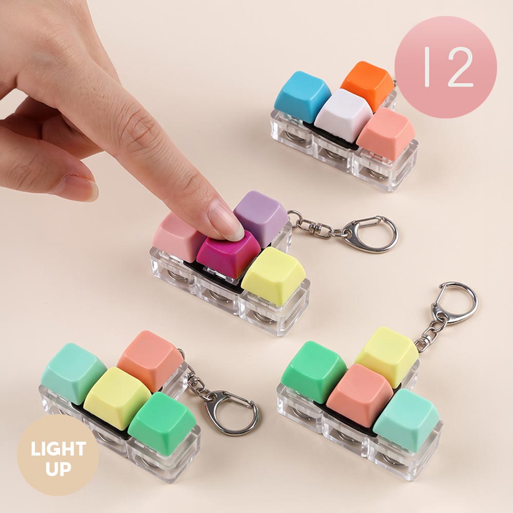 Madeline Love Light Up LED Four Key Mechanical Keyboard Switch Fidget Clicker Keychain Bag Charms