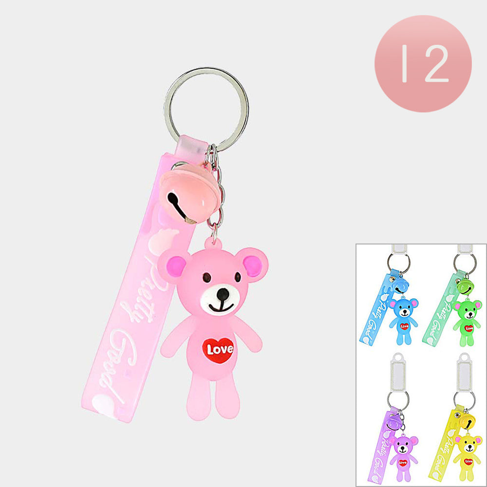 12PCS - LOVE Message Bear Keychains Set