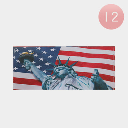 Madeline Love Multi 12PCS - American USA Flag Statue Of Liberty Printed Flat Money Case - Jewelry