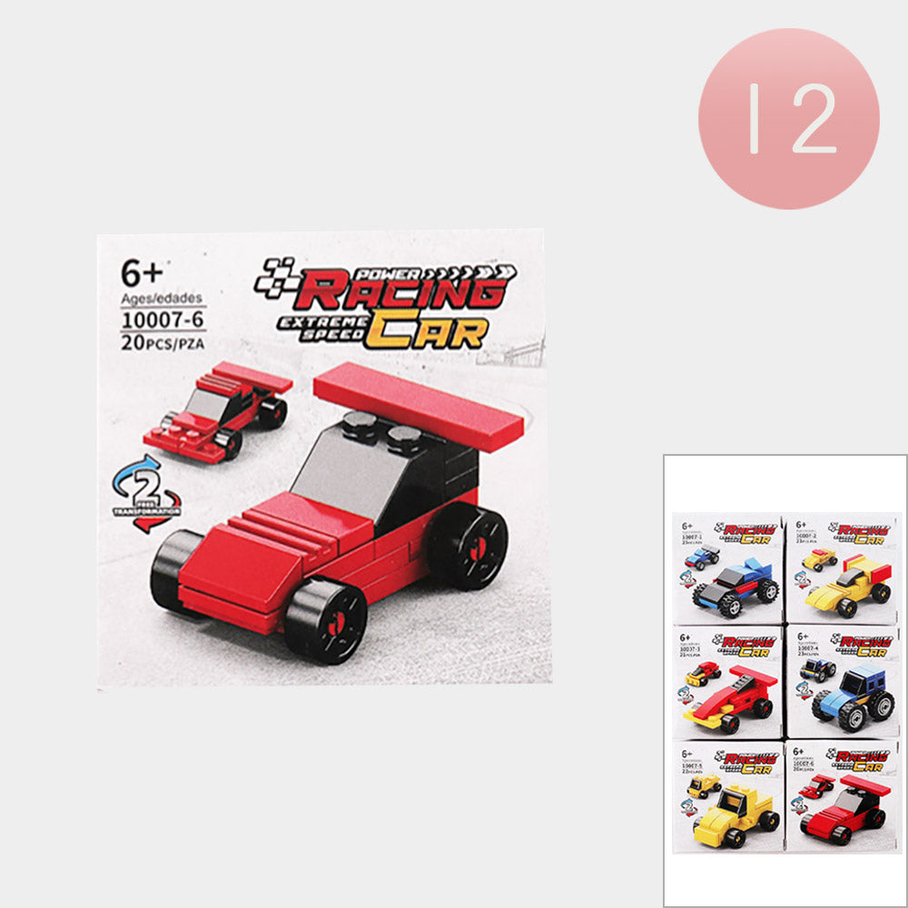 Madeline Love Assorted 12PCS - Mini Racing Car Building Block Toy - Kids
