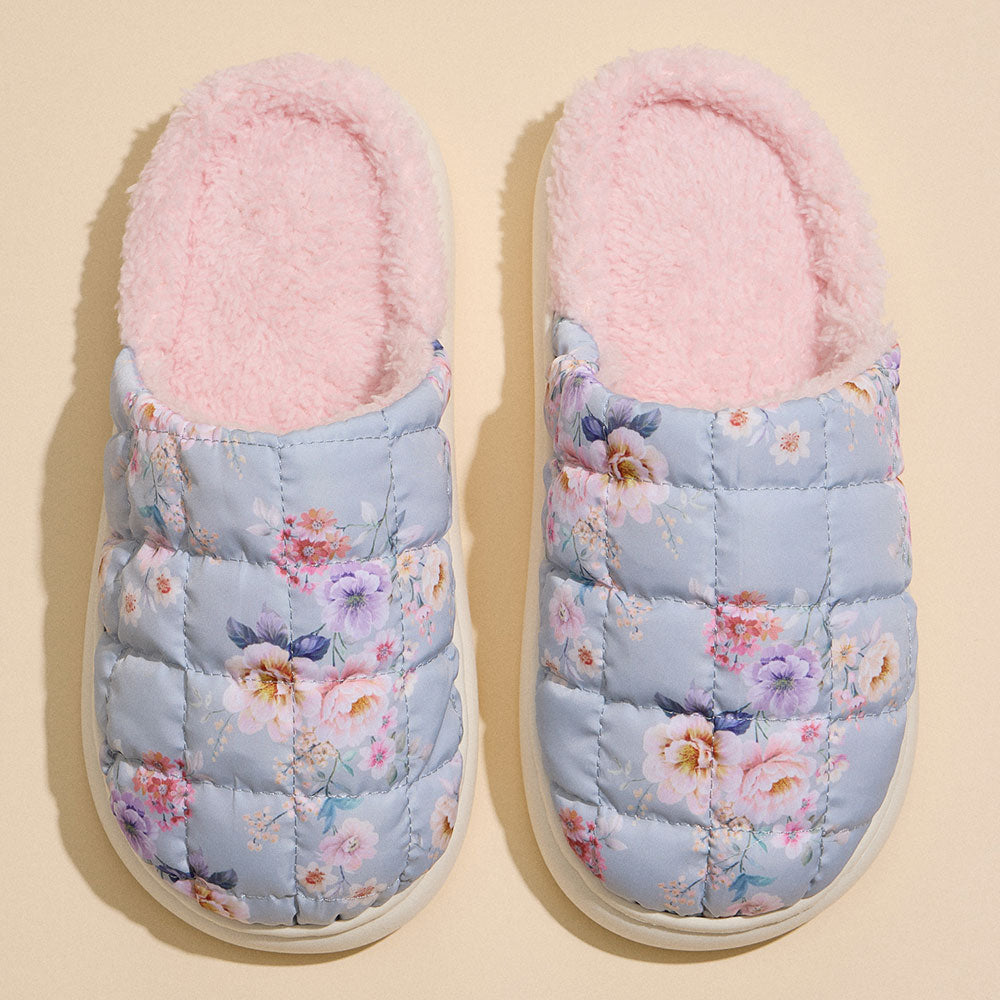 Madeline Love Mint 6Pairs - Floral Patterned Quilted Upper With Padded Sole Indoor Slippers - Hair Accessories - desc