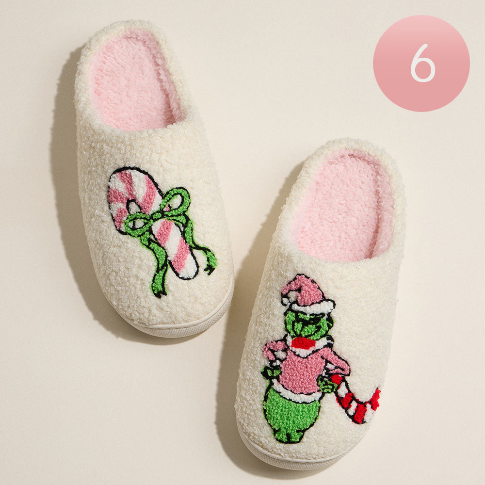 Madeline Love Ivory, Pink 6Pairs - Grinch Holiday Indoor Slippers - Jewelry