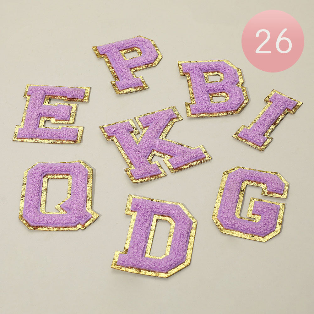 Madeline Love Gold, Purple 26PCS - Iron On Decorative Monogram Applique Patch - Jewelry