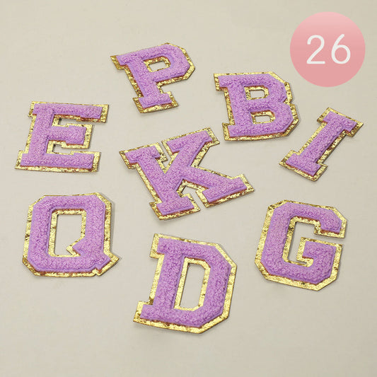 Madeline Love Gold, Purple 26PCS - Iron On Decorative Monogram Applique Patch - Jewelry
