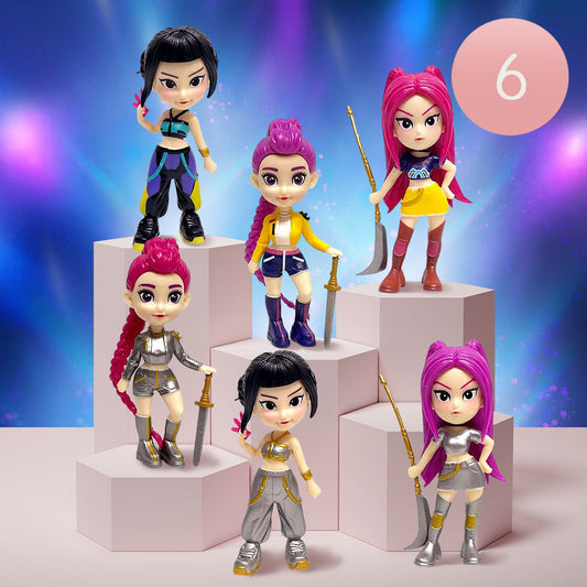 Madeline Love Assorted 6PCS - Kpop Demon Hunters Huntrix Figure Keychain Blind Box Trading Card - Kids