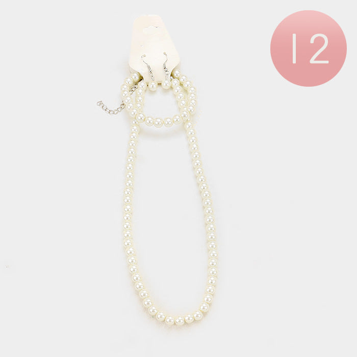 Madeline Love Cream 12PCS - Faux Pearl Necklace Set - Jewelry