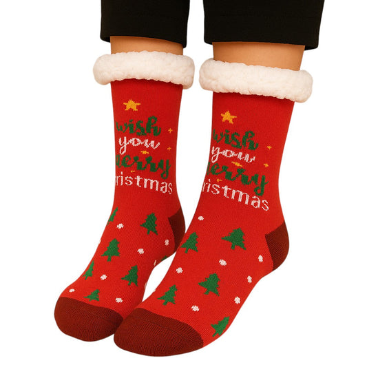 Assorted 6Pairs - Non-Slip Christmas Plush Sherpa Slipper Socks