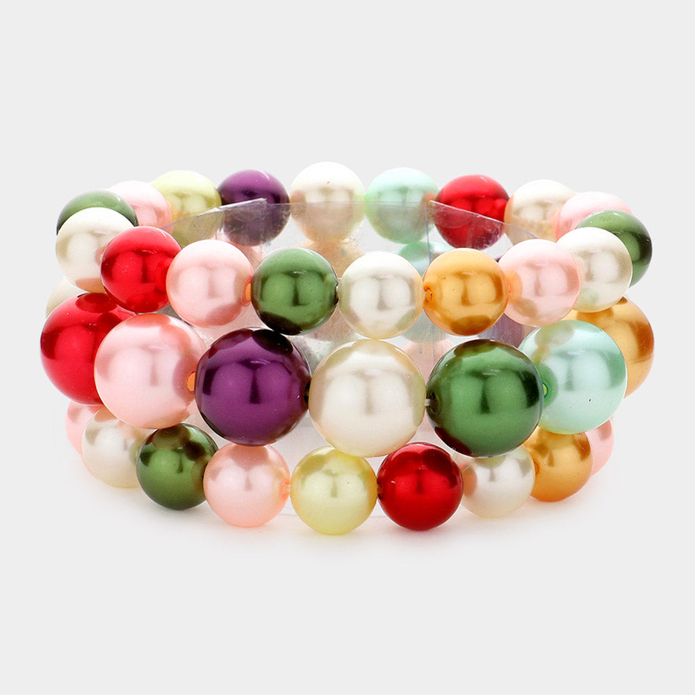 Madeline Love Multi 3PCS - Stackable Pearl Stretch Bracelets