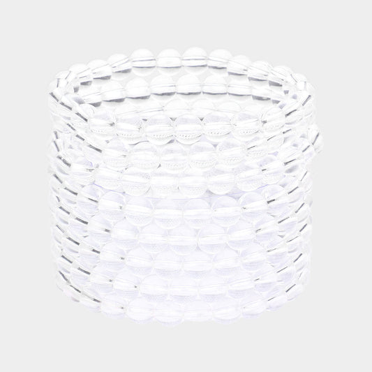 Madeline Love Lucite 8PCS - Clear Lucite stack stretch bracelets