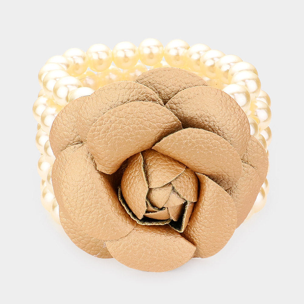Madeline Love Cream, Gold Chunky Rose Pearl Bracelet - Bracelets