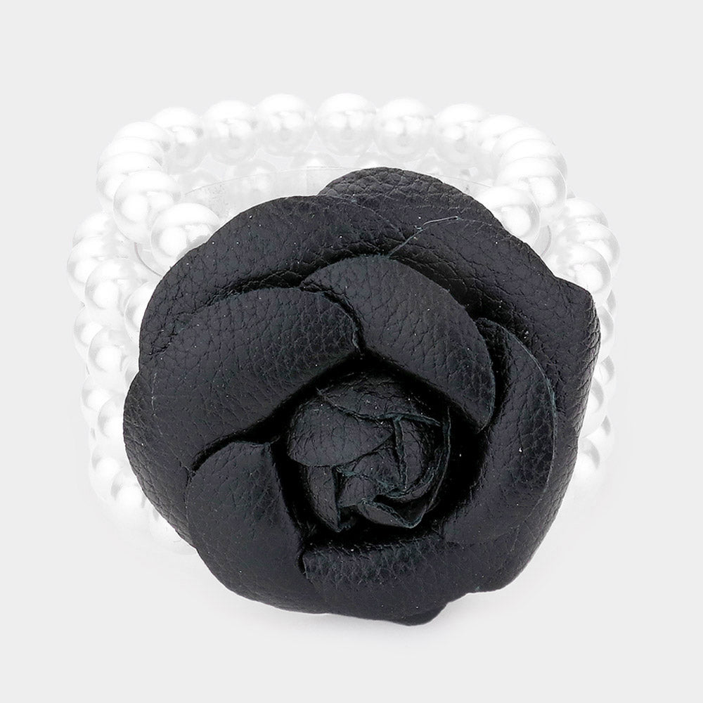 Madeline Love Black, White Chunky Rose Pearl Bracelet - Bracelets