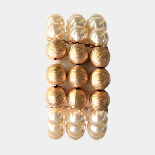 Madeline Love Gold Pearl Multi Beaded Stretch Bracelet - Bracelets