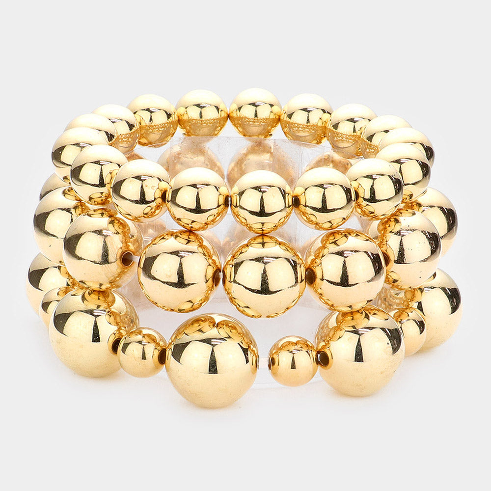 Madeline Love Gold 3PCS - Metal Ball Stretch Bracelets