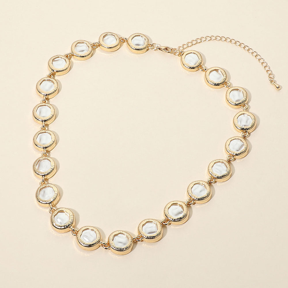 Madeline Love Cream, Gold Irregular Round Pearl Cluster Link Necklace