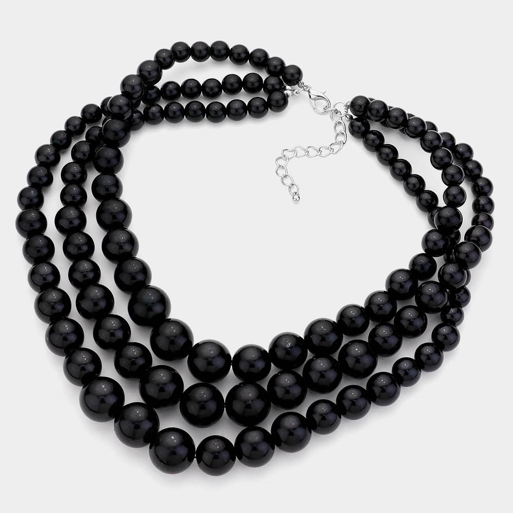 Madeline Love Black Pearl Layered Chunky Necklace - Necklaces - desc