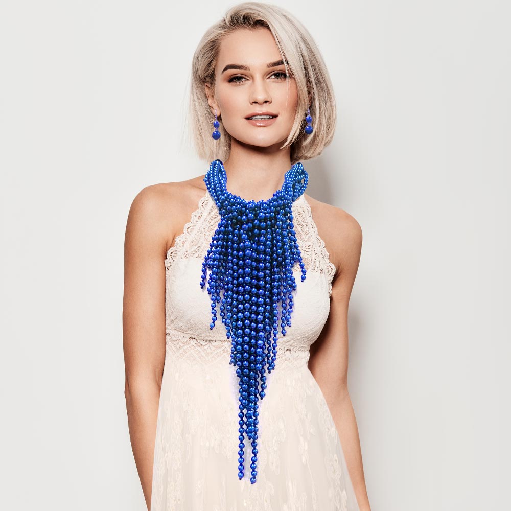 Madeline Love Royal Blue Multi Pearl Strand Statement Necklace - Necklaces