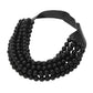 Madeline Love Black Multi Layered Pearl Beaded Collar Magnetic Necklace - Necklaces - desc