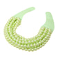Madeline Love Green, Light Multi Layered Pearl Beaded Collar Magnetic Necklace - Necklaces - desc