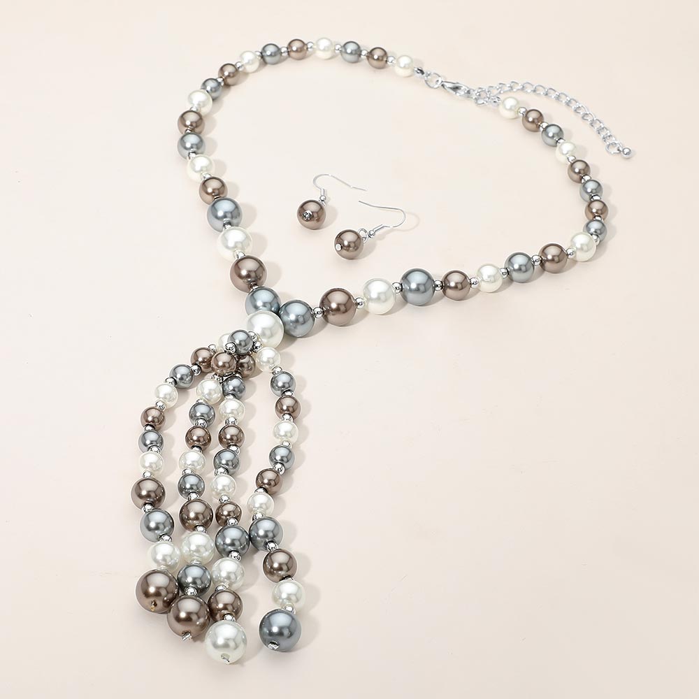Madeline Love Multi Pearl Cluster Tassel Statement Necklace - Necklaces