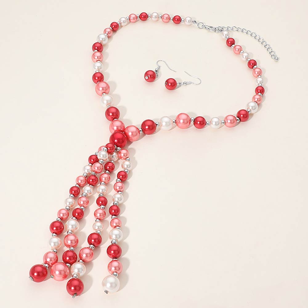 Madeline Love Multi, Pink Pearl Cluster Tassel Statement Necklace - Necklaces